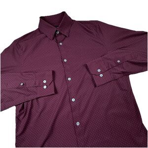 Mizzen+Main Leeward Shirt Men Sm AOP Burgundy Dot Performance Long Sleeve